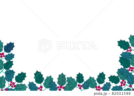 クリスマスの背景素材 ヒイラギのフレームのイラスト素材