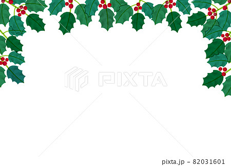 クリスマスの背景素材 ヒイラギのフレームのイラスト素材