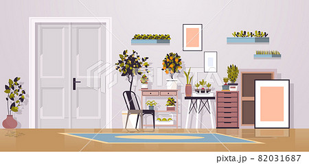 greenhouse potted plants on shelves gardening concept greenhouse potted plants on shelves gardening concept 82031687