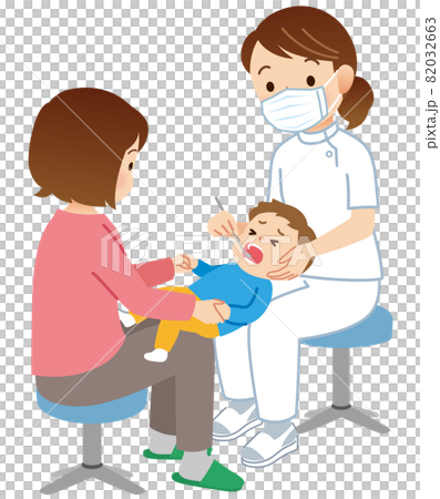歯科検診を受ける子供　小児歯科 82032663