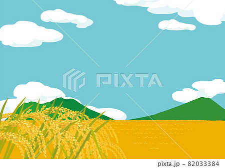 稲作の風景 田舎の風景イラストのイラスト素材