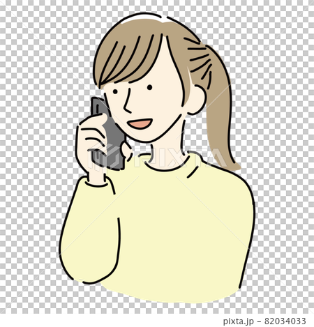 Simple illustration of a woman talking on a smartphone Simple illustration of a woman talking on a smartphone 82034033