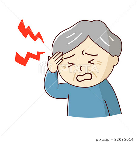 激しい痛みでこめかみを押さえるシニア男性 激しい痛みでこめかみを押さえるシニア男性 82035014