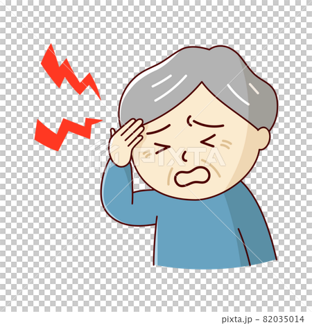 老人在劇烈的痛苦中握著他的太陽穴 老人在劇烈的痛苦中握著他的太陽穴 82035014