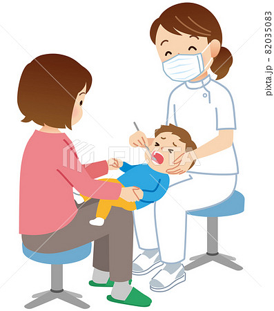歯科検診を受ける子供 小児歯科のイラスト素材 0350