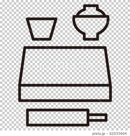 シンプルな会席弁当のアイコン/白背景 82035604