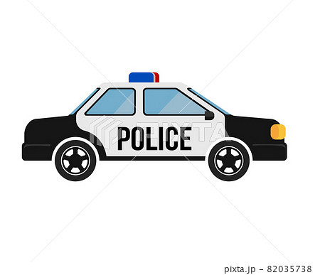 アメリカのパトカー 警察車両 カラーイラスト 側面 サイド のイラスト素材