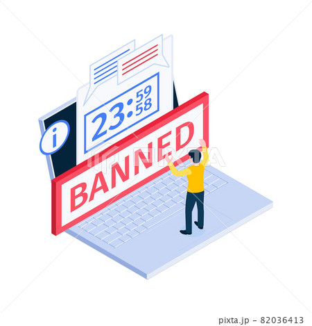 Isometric Internet Ban Icon Isometric Internet Ban Icon 82036413