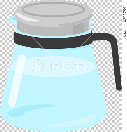 水が入ったフタ付きのガラスポット 82037944