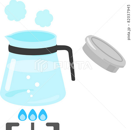 ガスコンロの火にかけたガラスポット 82037945