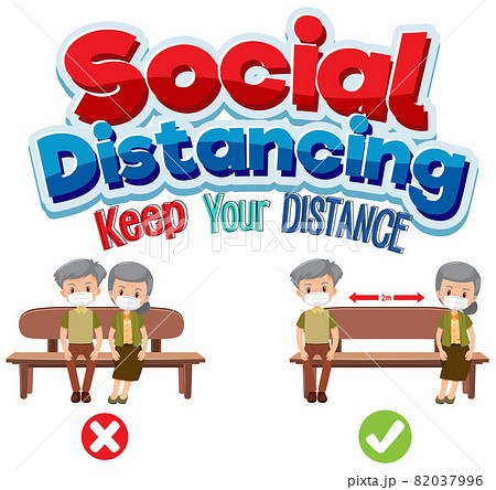 Social Distancing banner with cartoon character Social Distancing banner with cartoon character 82037996
