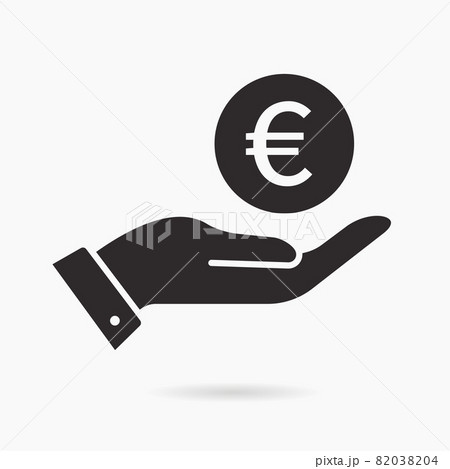 Euro in hand icon on white background. Vector illustration. 82038204