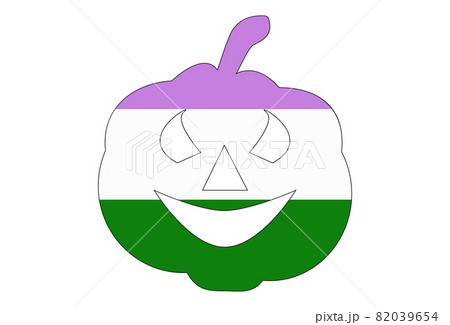 LGBT pride flag, Genderqueer PRIDE. Multicolored peace flag movement. Original colors symbol. Pumpkin shaped, jack halloween LGBT pride flag, Genderqueer PRIDE. Multicolored peace flag movement. Original colors symbol. Pumpkin shaped, jack halloween 82039654