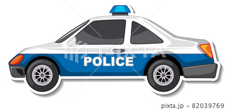 Sticker design with side view of police car isolated 82039769