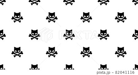 cat crossbones seamless pattern halloween vector dog pet cartoon skeleton spooky ghost repeat wallpaper tile background scarf isolated doodle illustration design 82041116