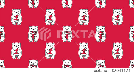 bear seamless pattern Christmas polar vector Santa Claus hat repeat wallpaper teddy cartoon tile background gift wrapping paper scarf isolated illustration doodle design 82041121