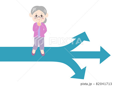 岐路に立つ人物: シニア女性 イラスト 岐路に立つ人物: シニア女性 イラスト 82041713