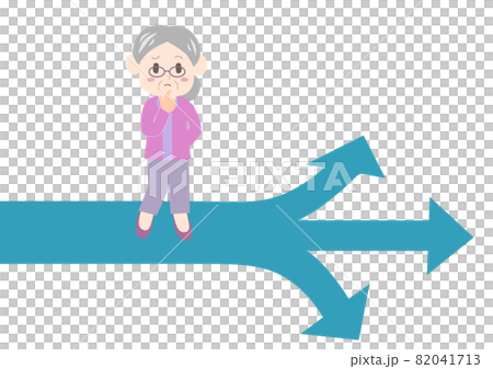 Person at the crossroads: Senior female illustration Person at the crossroads: Senior female illustration 82041713