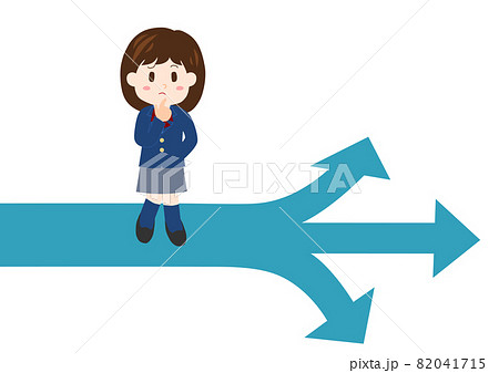 岐路に立つ人物 女子高校生 イラストのイラスト素材