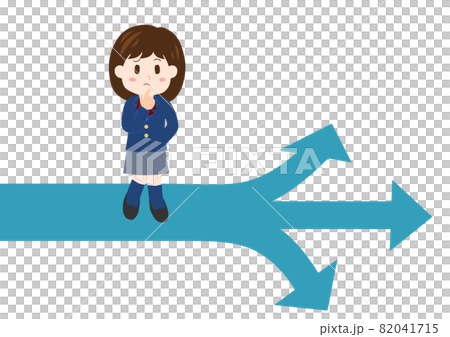 Person at the crossroads: High school girl illustration 82041715