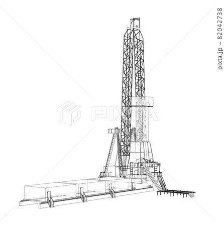 Oil rig. Vector rendering of 3d. Wire-frame style 82042738