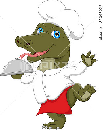 Chef Komodo Carrying Food Trayのイラスト素材