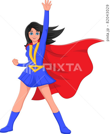 super girl cartoon waving on white background super girl cartoon waving on white background 82043029