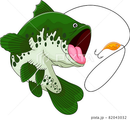 cartoon fish with hook on white background 82043032