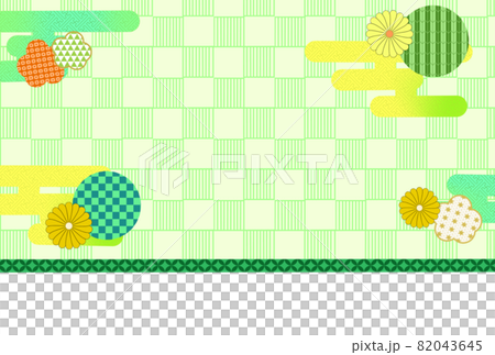 年賀状素材 かわいい緑色和柄背景のイラスト素材