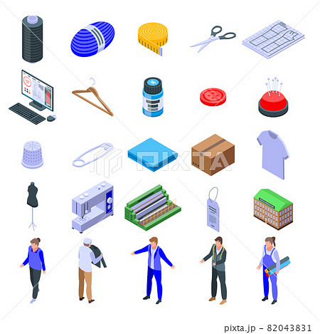 Textile production icons set, isometric style Textile production icons set, isometric style 82043831