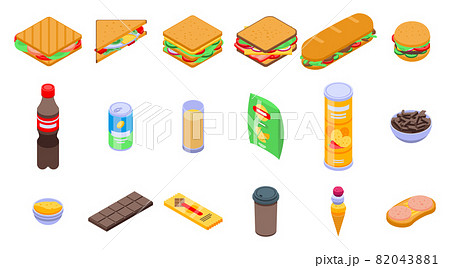 Sandwich bar icons set, isometric style 82043881