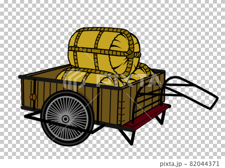 リヤカーに乗せた米俵のイラスト素材