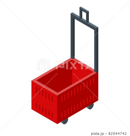Red shop basket icon, isometric style 82044742