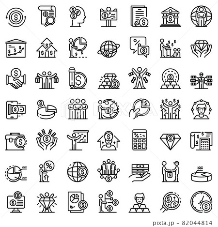 Broker icons set, outline style 82044814