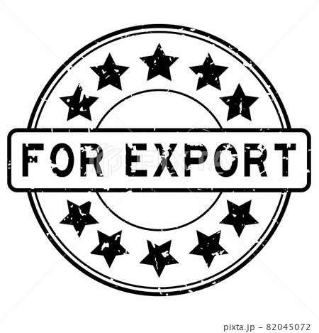 Grunge black for rexport word with star icon round rubber seal stamp on white background 82045072
