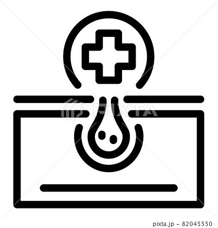 Hair bulb and cross icon, outline style Hair bulb and cross icon, outline style 82045550