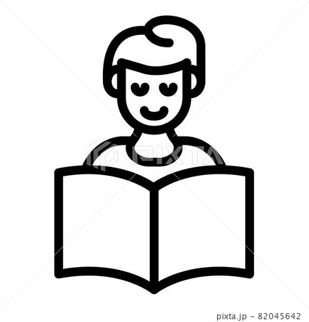 Schoolboy reading a book icon, outline style Schoolboy reading a book icon, outline style 82045642