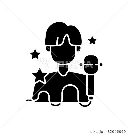 K Pop Black Glyph Icon Musician Performance のイラスト素材
