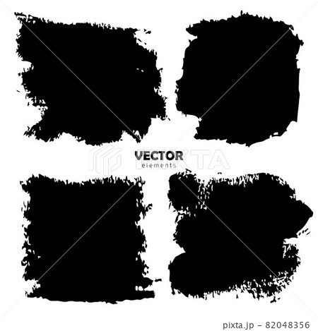Grunge Set Brush Shape Vector Strokes in Black color on white background. Hand painted grange elements. Ink drawing. Dirty artistic design . Place for text, quote, information, company name. 82048356