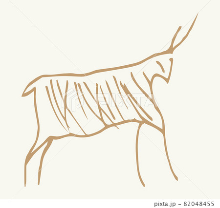 Primitive rock painting. Vector drawing 82048455