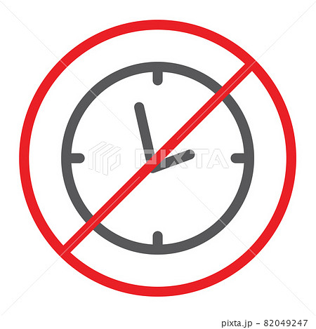 No Clock Line Icon Prohibited And Ban No Time のイラスト素材