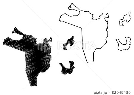 Emirate of Sharjah (Emirates of the United Arab Emirates, UAE) map vector illustration, scribble sketch Sharjah map.. 82049480