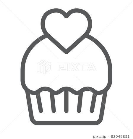 Cupcake Line Icon Cake And Sweet Muffin Sign のイラスト素材 0491
