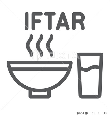 Ramadan iftar line icon, food and arabian, meal sign, vector graphics, a linear pattern on a white background, eps 10. 82050210