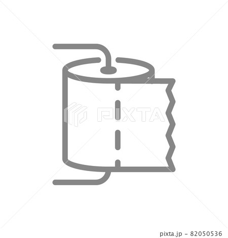 Toilet paper on the holder vertically line icon. Paper roll, napkins, personal care products symbol 82050536