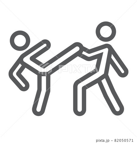 Taekwondo line icon, sport and martial, fighters sign, vector graphics, a linear pattern on a white background, eps 10. Taekwondo line icon, sport and martial, fighters sign, vector graphics, a linear pattern on a white background, eps 10. 82050571