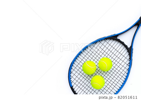 Tennis racket with balls on white. Tennis racket with balls on white. 82051611