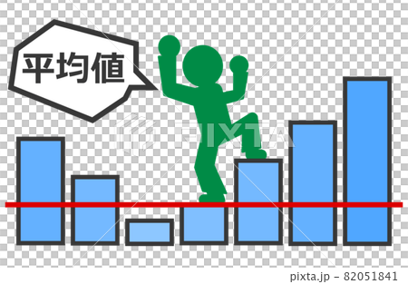 棒グラフで表す平均値で喜ぶ人のイラスト 82051841