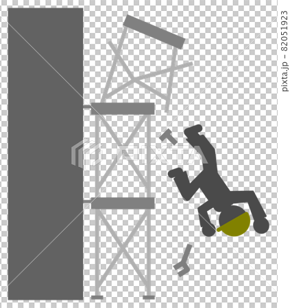 建築現場の足場から落下する労災事故 82051923