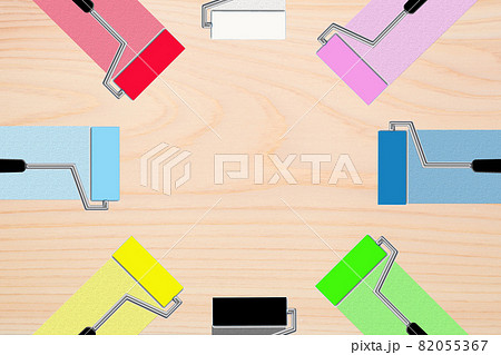 塗装色選びイメージ 木目背景のイラスト素材
